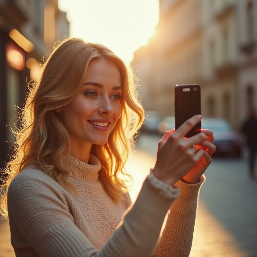 Uczestnik kursu fotografii mobilnej robiący zdjęcie telefonem w naturalnym świetle